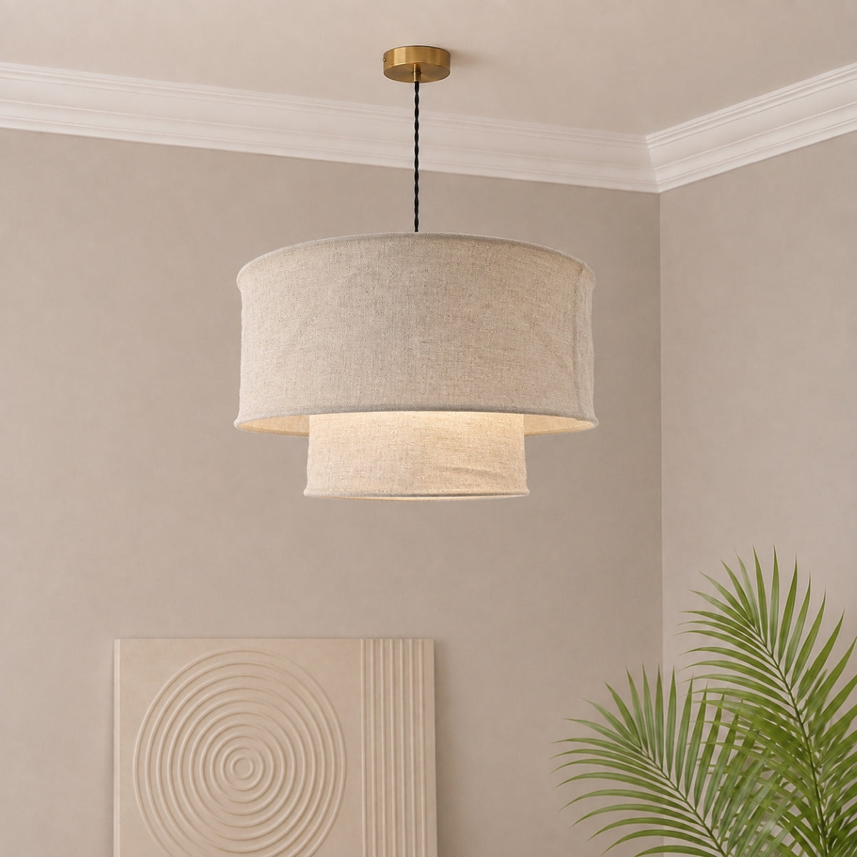 CGC Marisol Large 50cm Two Tier Oatmeal Linen Lampshade