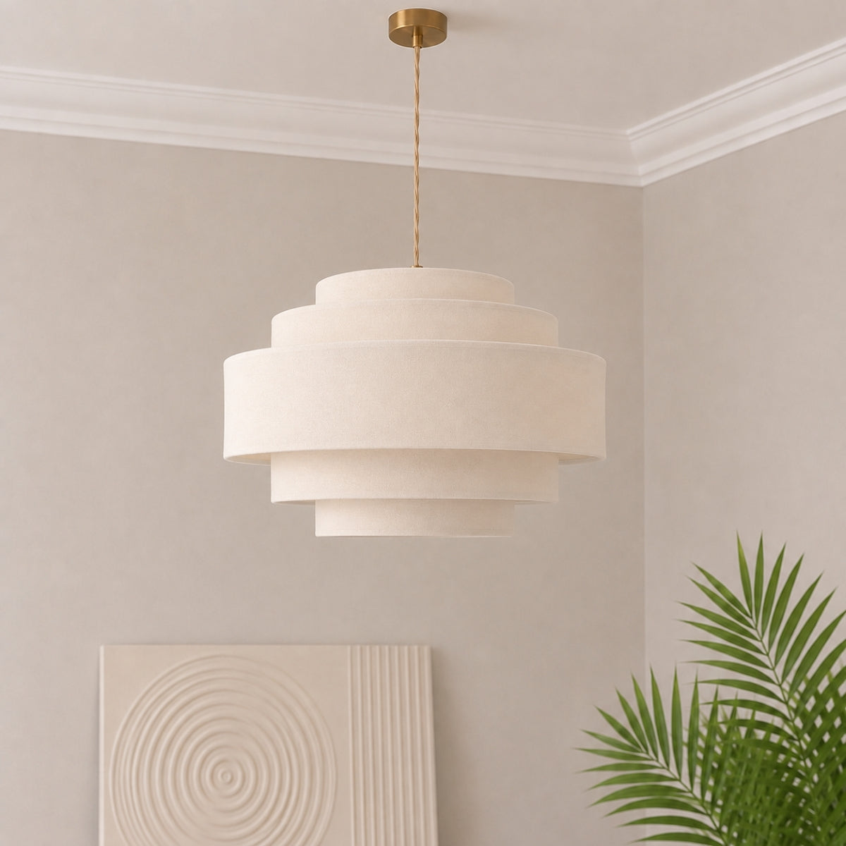 CGC Soma Five Layered Cream Fine Linen Drum Lampshade Large