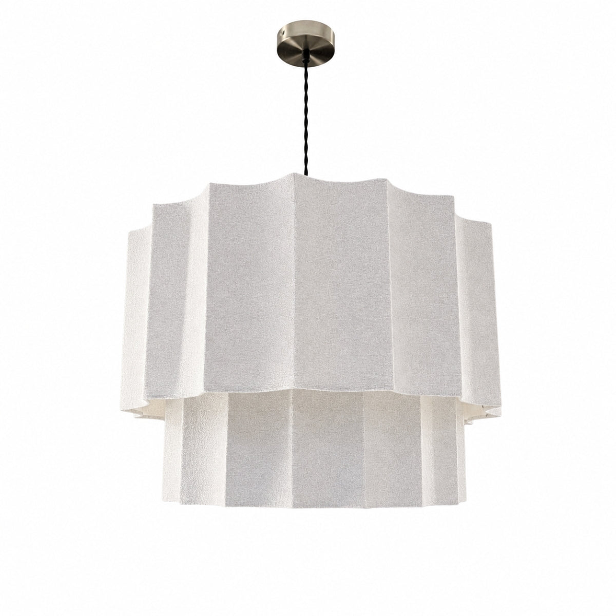 CGC Catalina Extra Large 52cm Cream Fine Linen Two Tier Inverted Scallop Lampshade