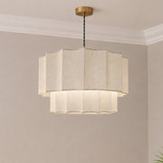 CGC Catalina Extra Large 52cm Cream Fine Linen Two Tier Inverted Scallop Lampshade