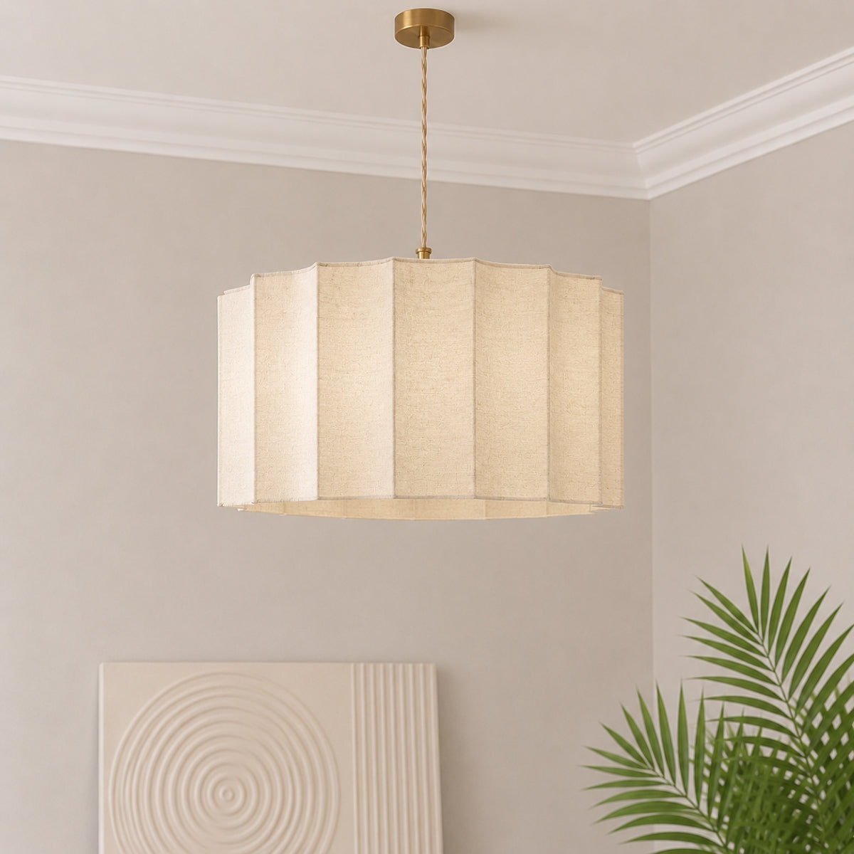 CGC Catalina Large 50cm Cream Fine Linen Inverted Scallop Lampshade