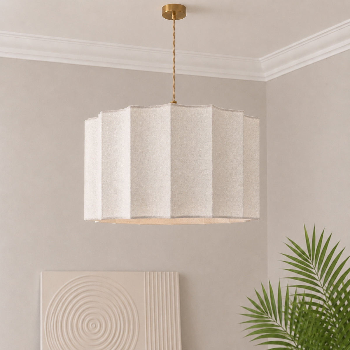 CGC Catalina Large 50cm Cream Fine Linen Inverted Scallop Lampshade