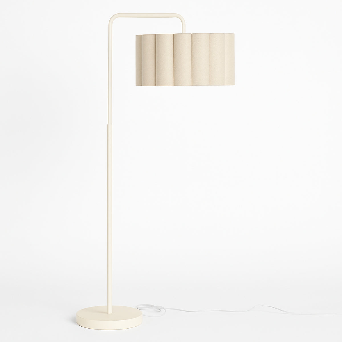 CGC Kyra Cream Angled Floor Lamp with Large Scalloped Lampshade