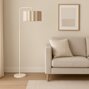 CGC Kyra Cream Angled Floor Lamp with Large Scalloped Lampshade