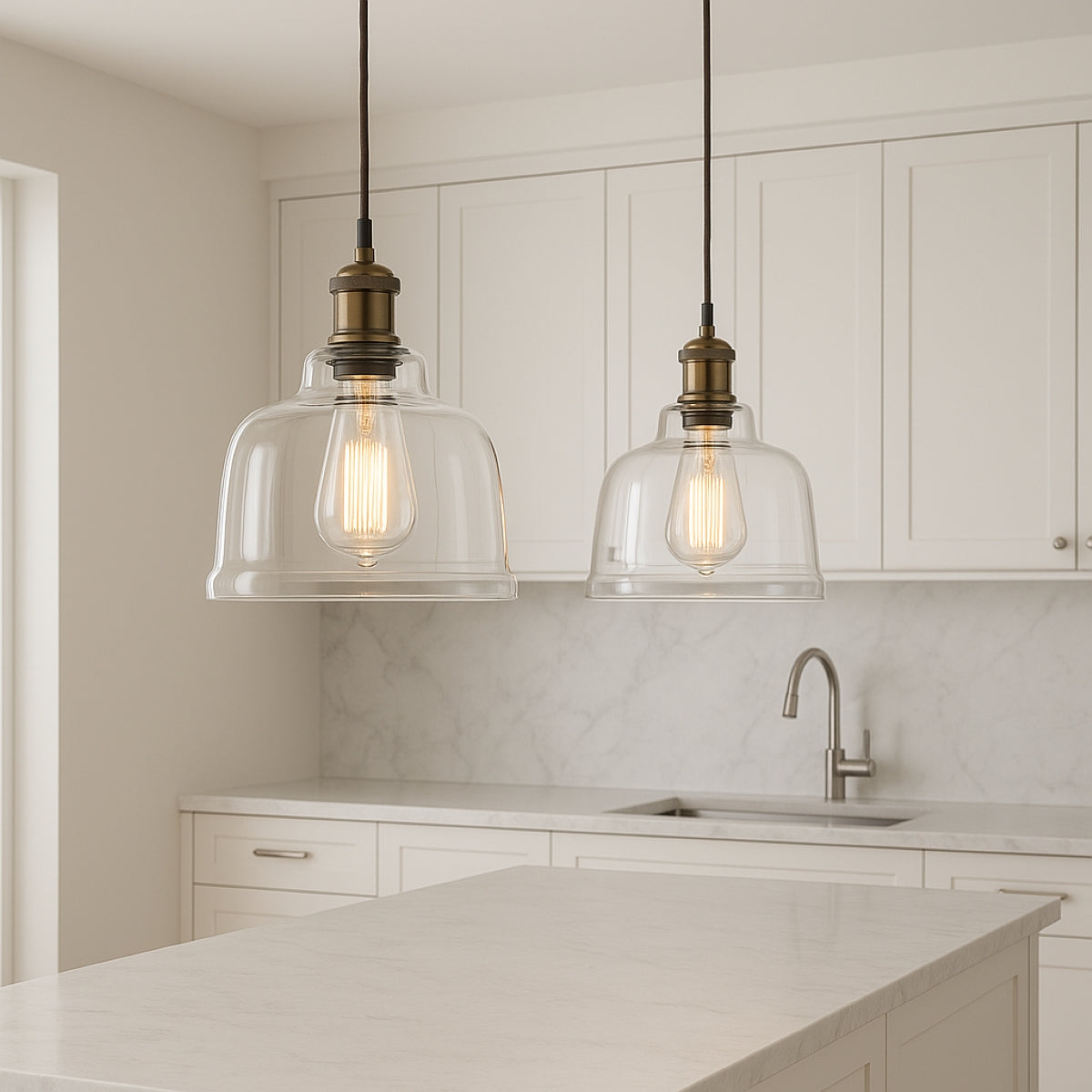 CGC HONEY Clear Glass Dome Diner Lampshade