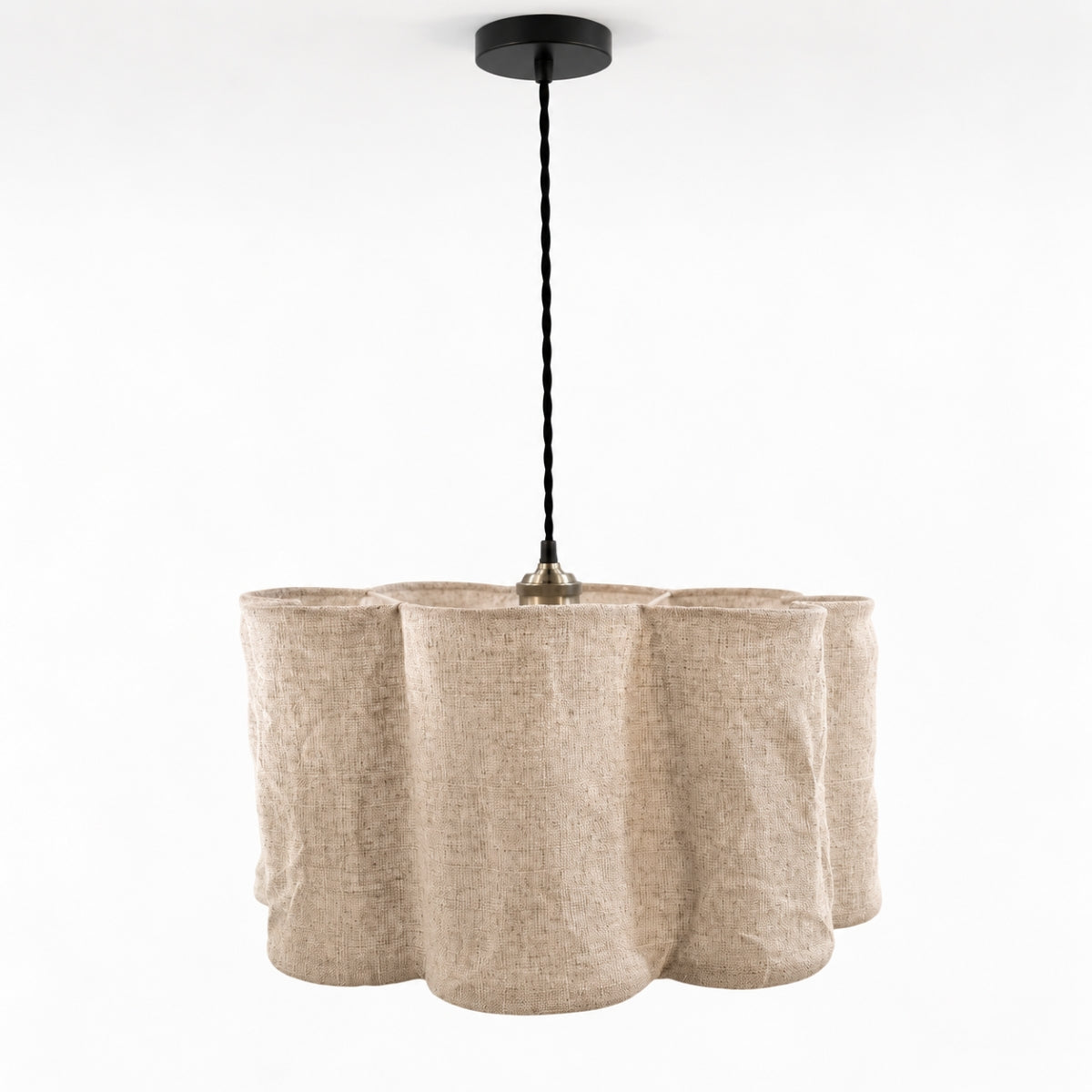 CGC Vittoria Oatmeal Soft Linen Scallop Drum Diffuser Lampshade