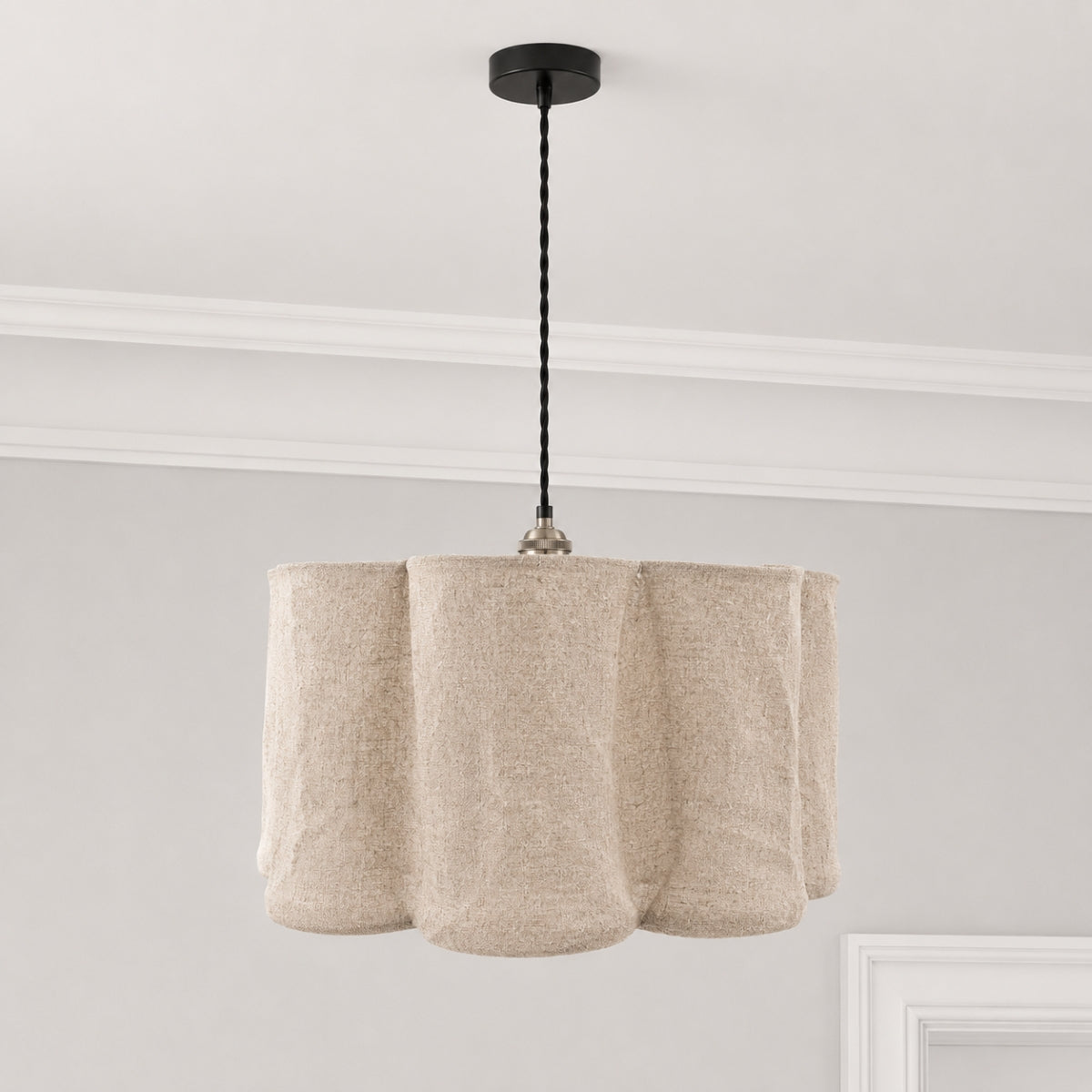 CGC Vittoria Oatmeal Soft Linen Scallop Drum Diffuser Lampshade