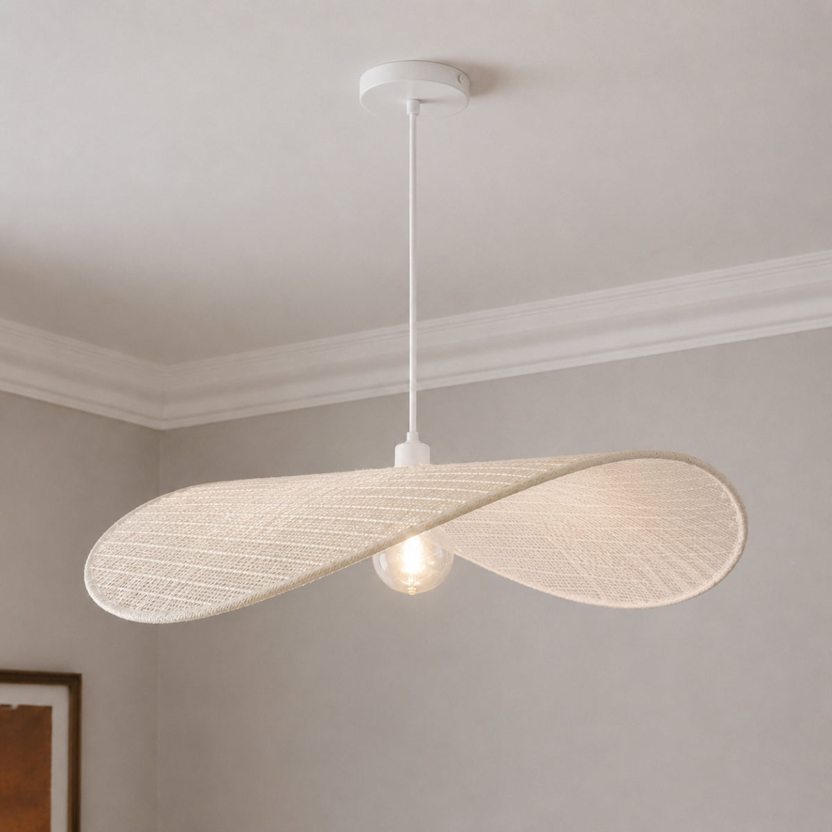 CGC Lyra 50cm White Knitted Fabric Curved Wave Easy Fit Lampshade