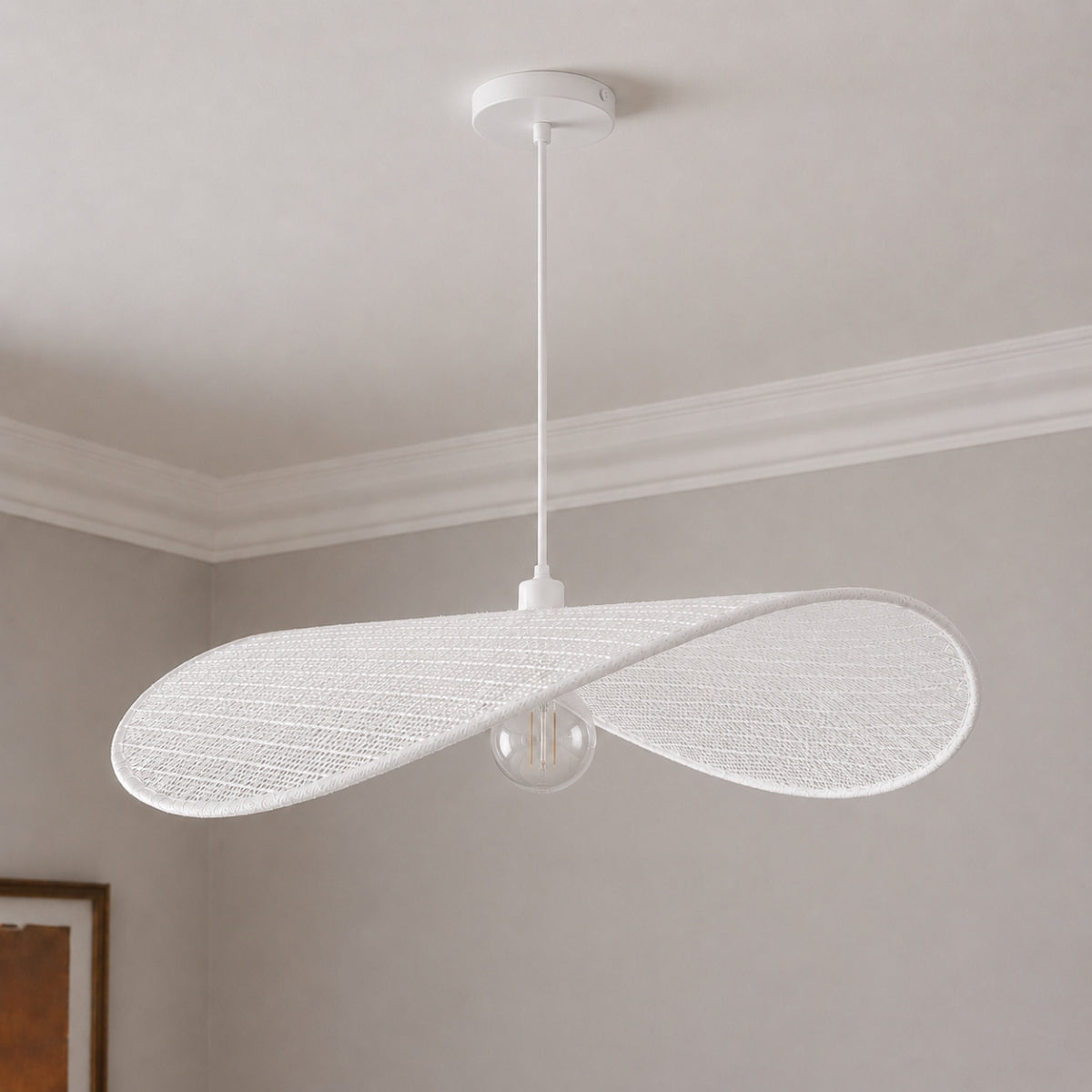 CGC Lyra 50cm White Knitted Fabric Curved Wave Easy Fit Lampshade