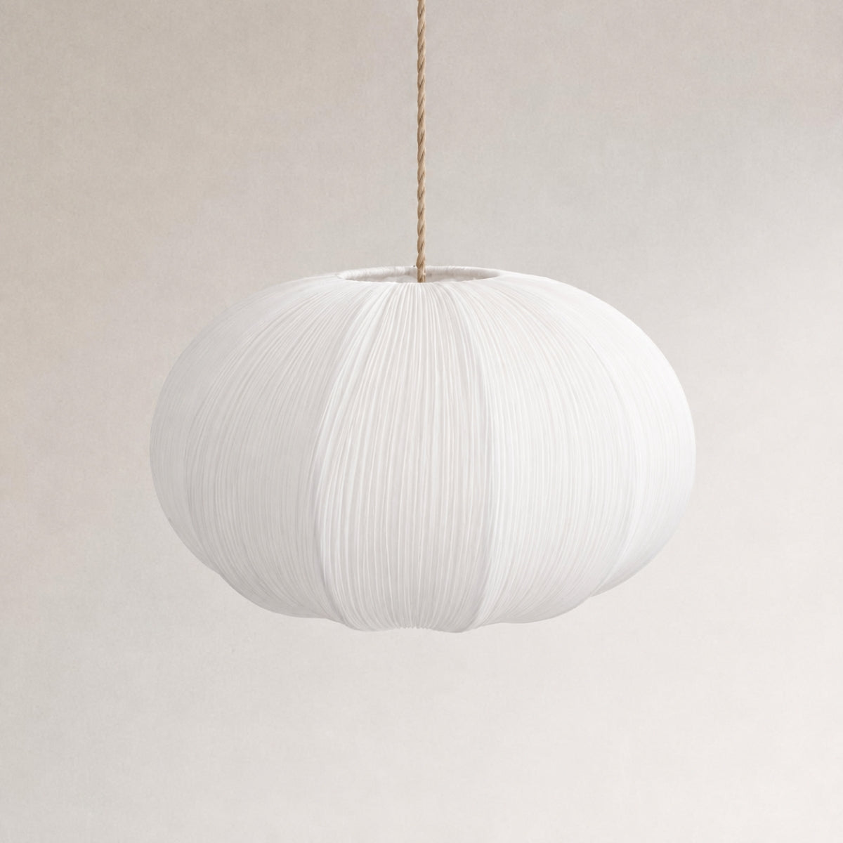 CGC Palmira White Large Oval Stretch Ruffled Silk Fabric Lampshade
