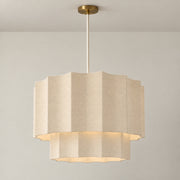 CGC Catalina Extra Large 52cm Oatmeal Linen Two Tier Inverted Scallop Lampshade