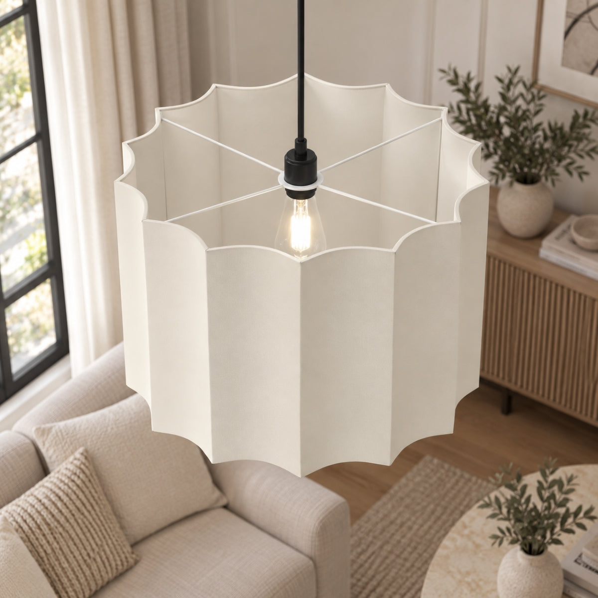 CGC Catalina Large 50cm Light Grey Inverted Scallop Lampshade