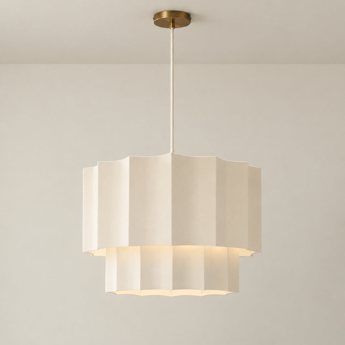 CGC Catalina Extra Large 52cm Light Grey Two Tier Inverted Scallop Lampshade