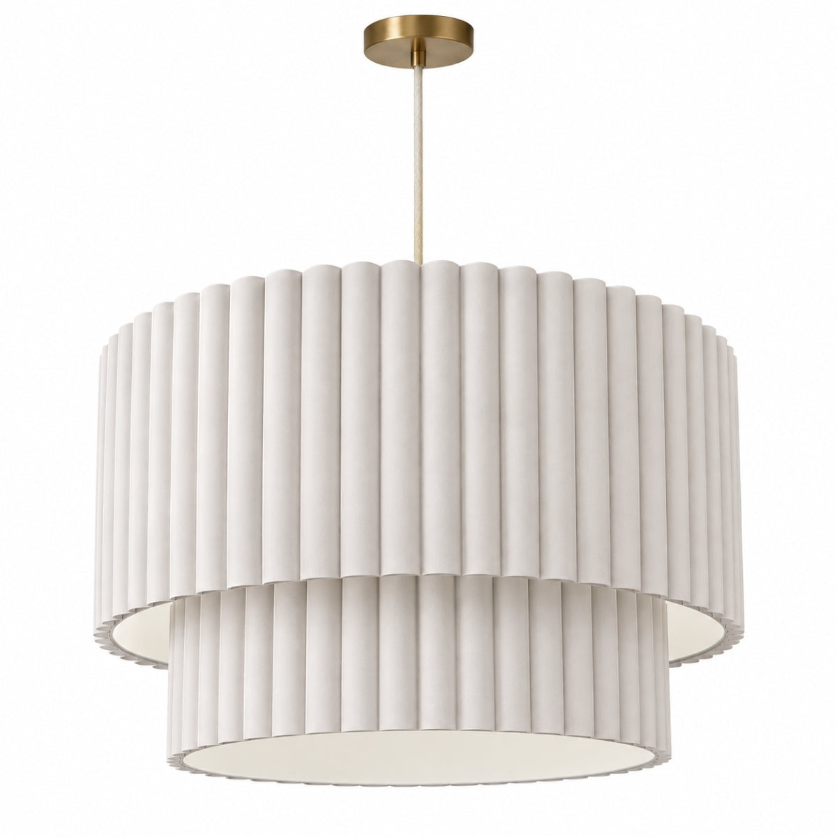 CGC Allegra Pale Grey Fine Scallop Two Tier Extra Large Layer Drum Lampshade