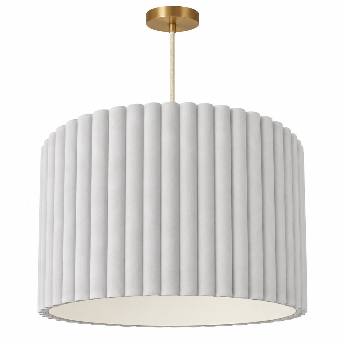 CGC Allegra Pale Grey Linen Fine Scallop Extra Large Drum Lampshade