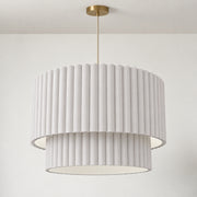 CGC Allegra Pale Grey Fine Scallop Two Tier Extra Large Layer Drum Lampshade