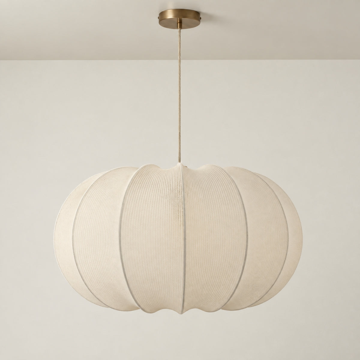 CGC LILA Extra Large 55cm Cream Oval Stretch Ribbed Cotton Fabric Lampshade