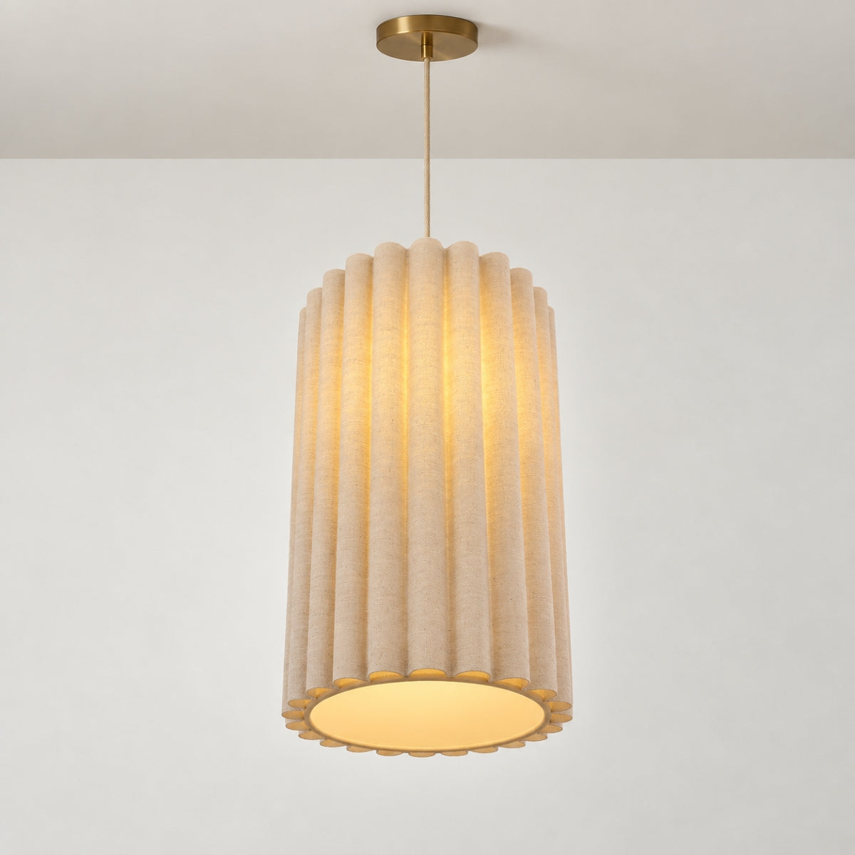 CGC Allegra Oatmeal Linen Fine Scallop Narrow Cylinder Lampshade