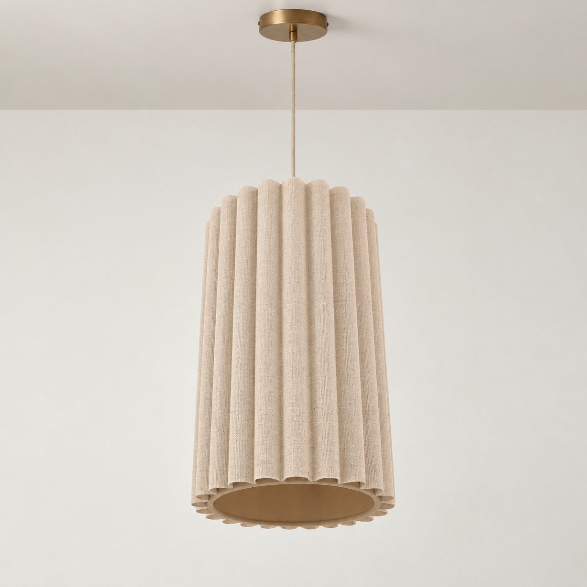 CGC Allegra Oatmeal Linen Fine Scallop Narrow Cylinder Lampshade