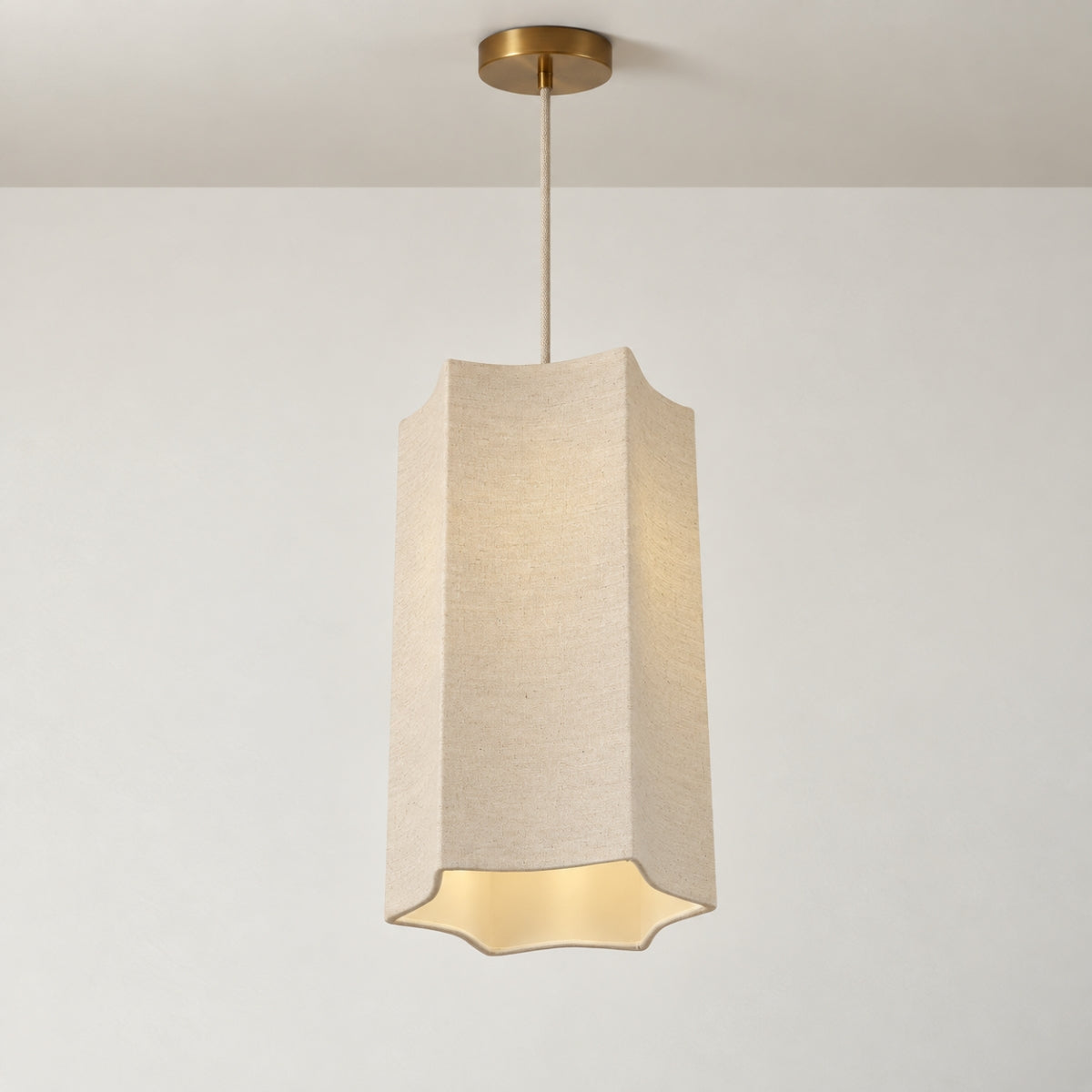 CGC Catalina Oatmeal Linen Inverted Scallop Cylinder Lampshade