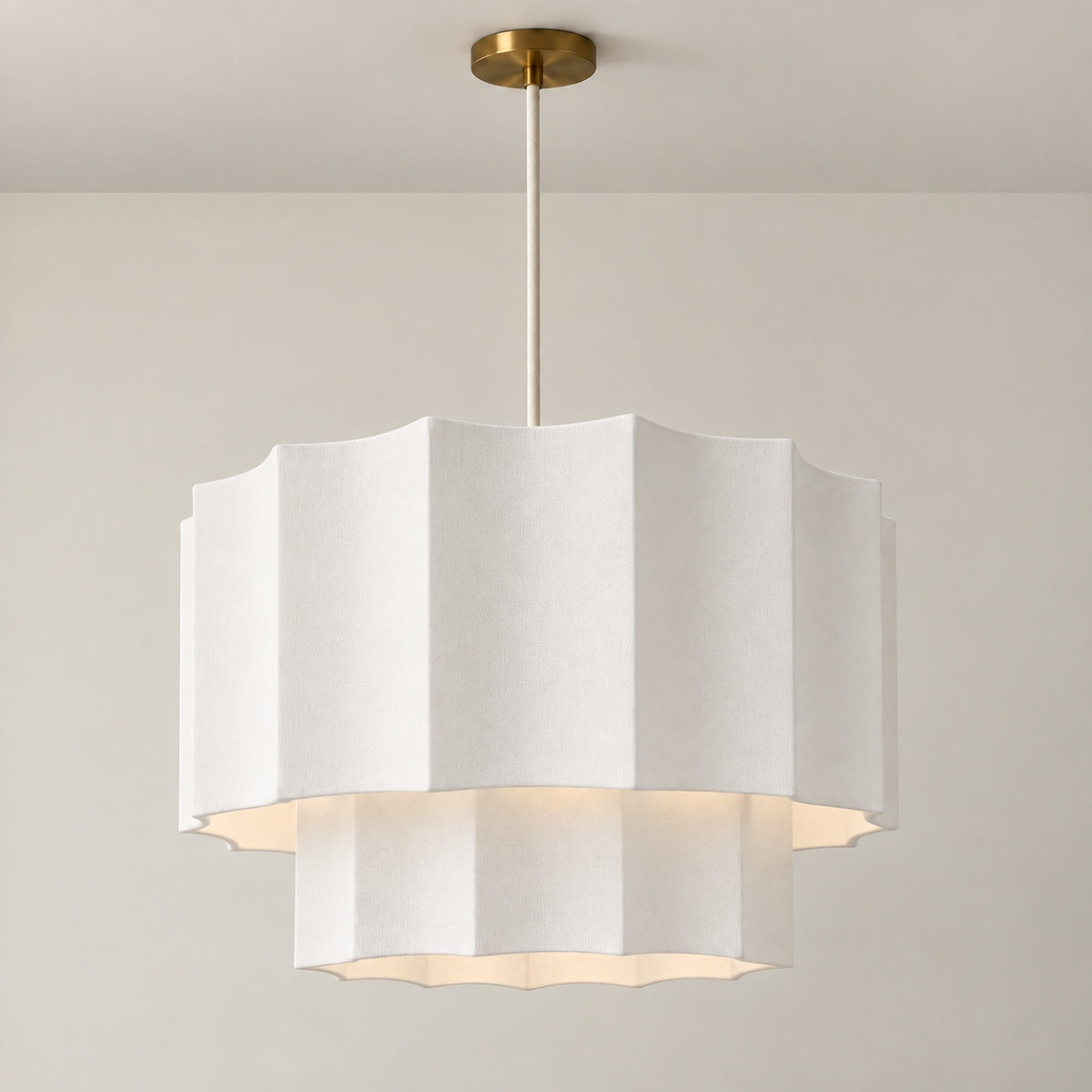 CGC Catalina Extra Large 52cm Pale Grey Two Tier Inverted Scallop Lampshade
