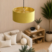CGC MILANO Mustard Yellow & Gold Oversized Large Velvet Fabric Lamp Shade