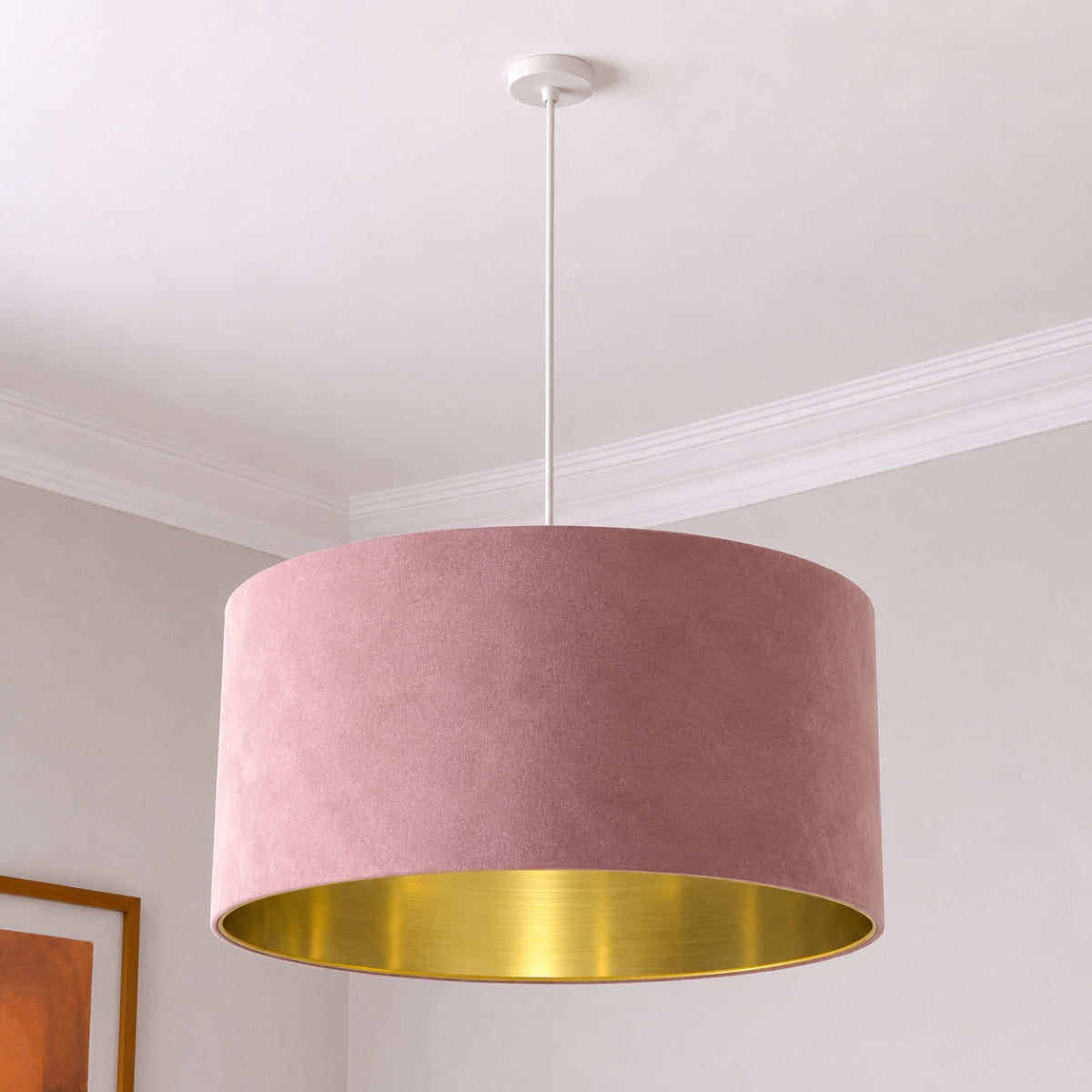 CGC MILANO Mauve & Gold Oversized Large Velvet Fabric Lamp Shade