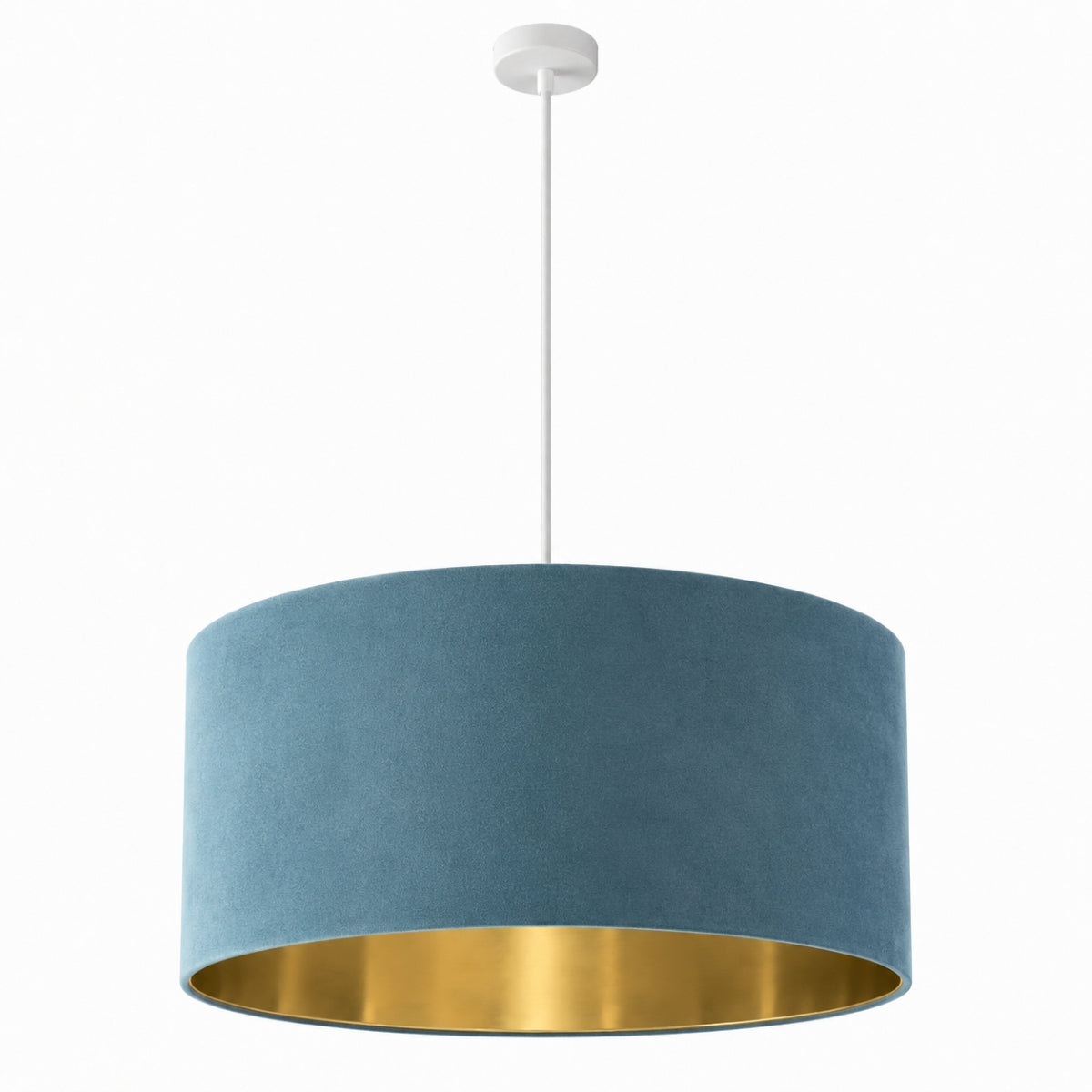 CGC MILANO Teal & Gold Oversized Large Velvet Fabric Lamp Shade