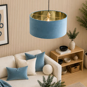 CGC MILANO Teal & Gold Oversized Large Velvet Fabric Lamp Shade