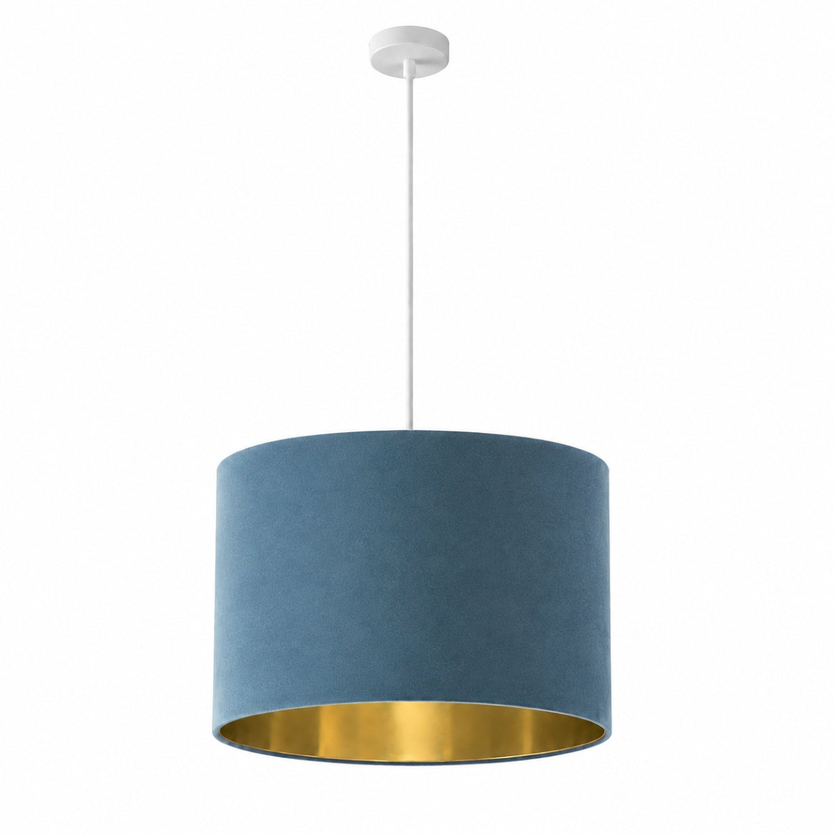 CGC NILA Luxury Teal Velvet & Gold Inner Round Pendant Drum Lamp Shade