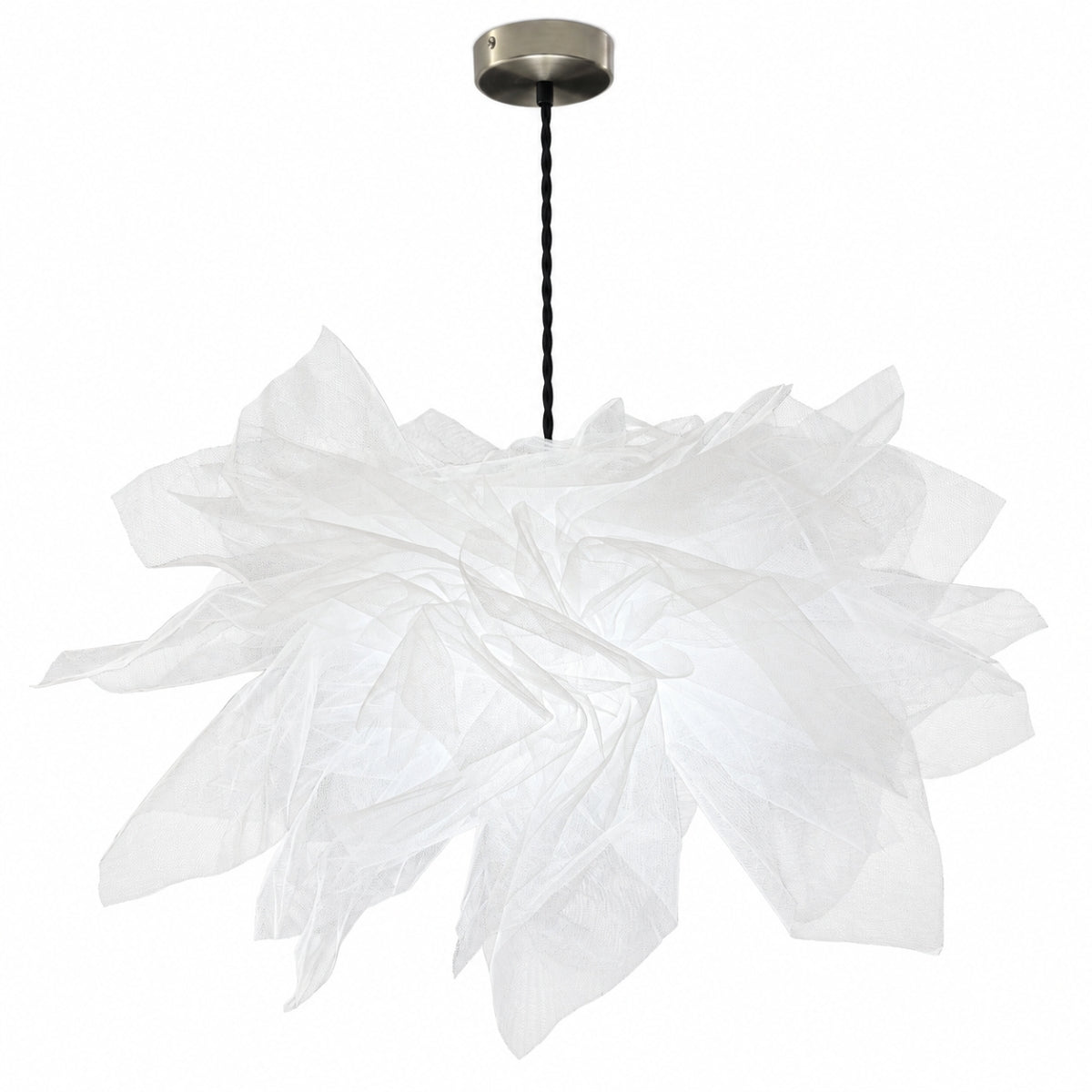 CGC Odette White 60cm Oversized Ruffle Layered Cloud Style Tulle Silhouette Lampshade