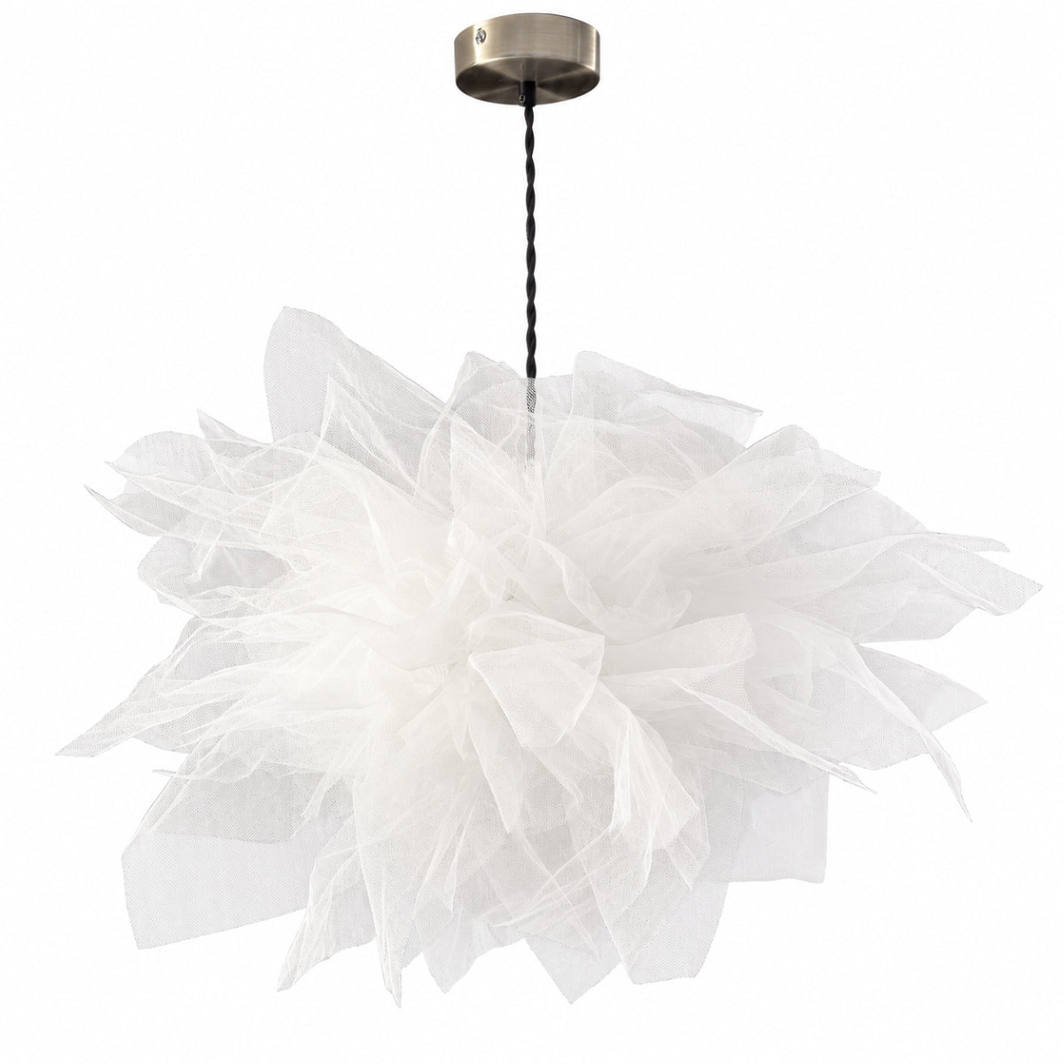 CGC Odette White 60cm Oversized Ruffle Layered Cloud Style Tulle Silhouette Lampshade