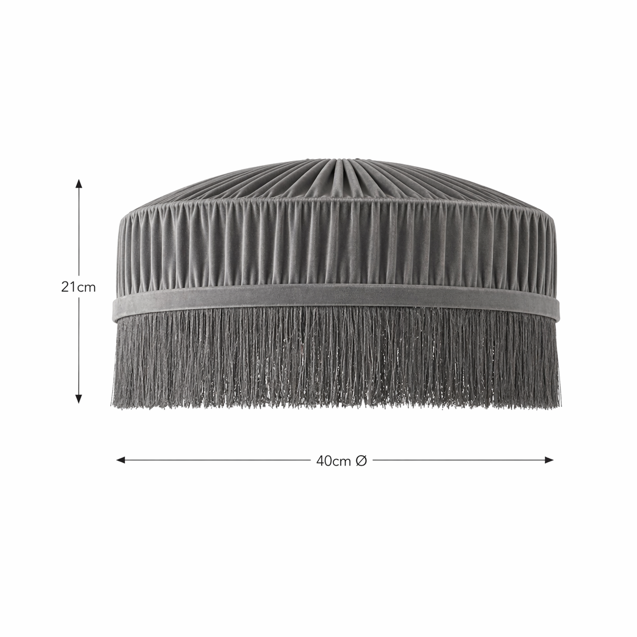 CGC Grey Victoria Velvet Fringe Lampshade – Pleated Tassel Pendant Light Shade
