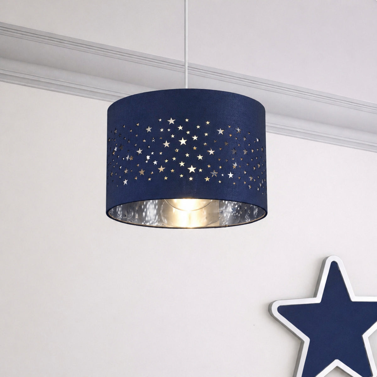 CGC STARDUST Navy Blue Star Easy Fit Lamp Shade