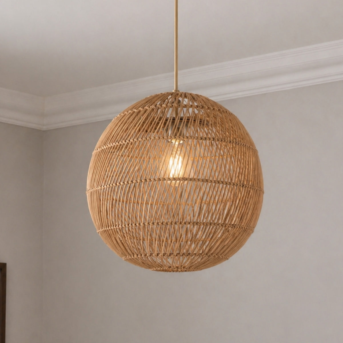 CGC ARIBA Brown 35cm Round Globe Rattan Weave Lampshade