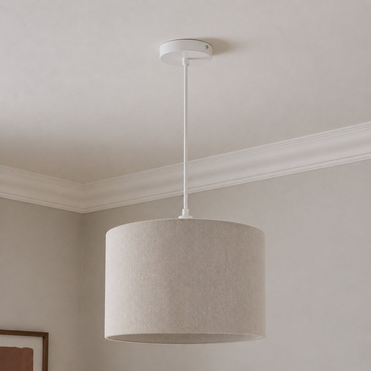 CGC LOLA Grey Corduroy 30cm Lampshade Matching Silk Inner