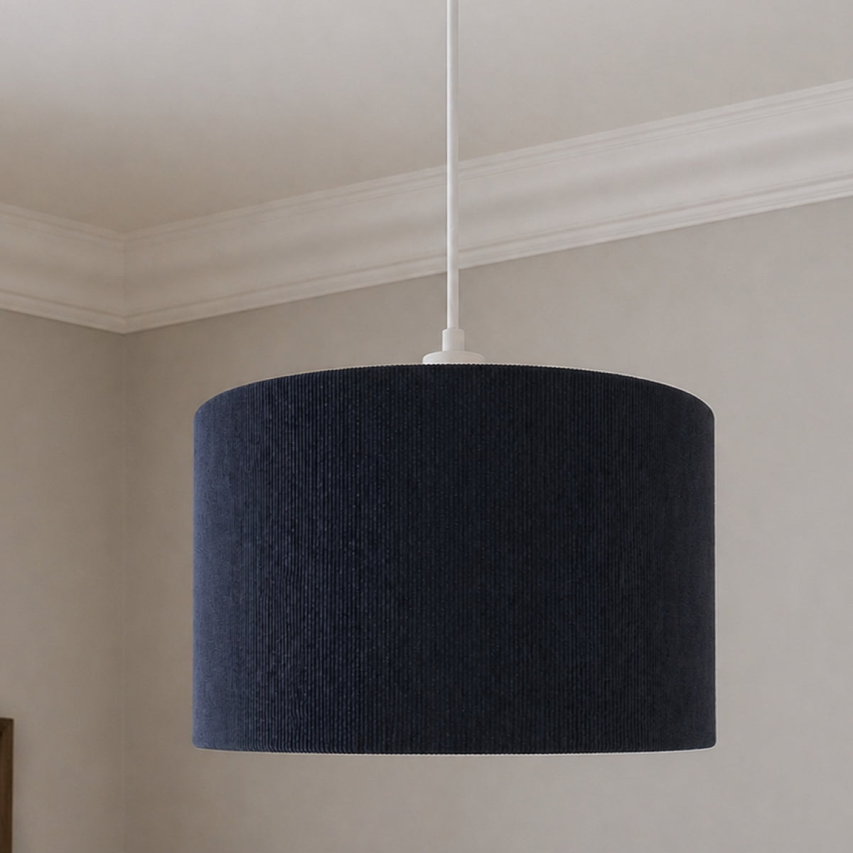 CGC LOLA Navy Corduroy 30cm Lampshade Matching Silk Inner