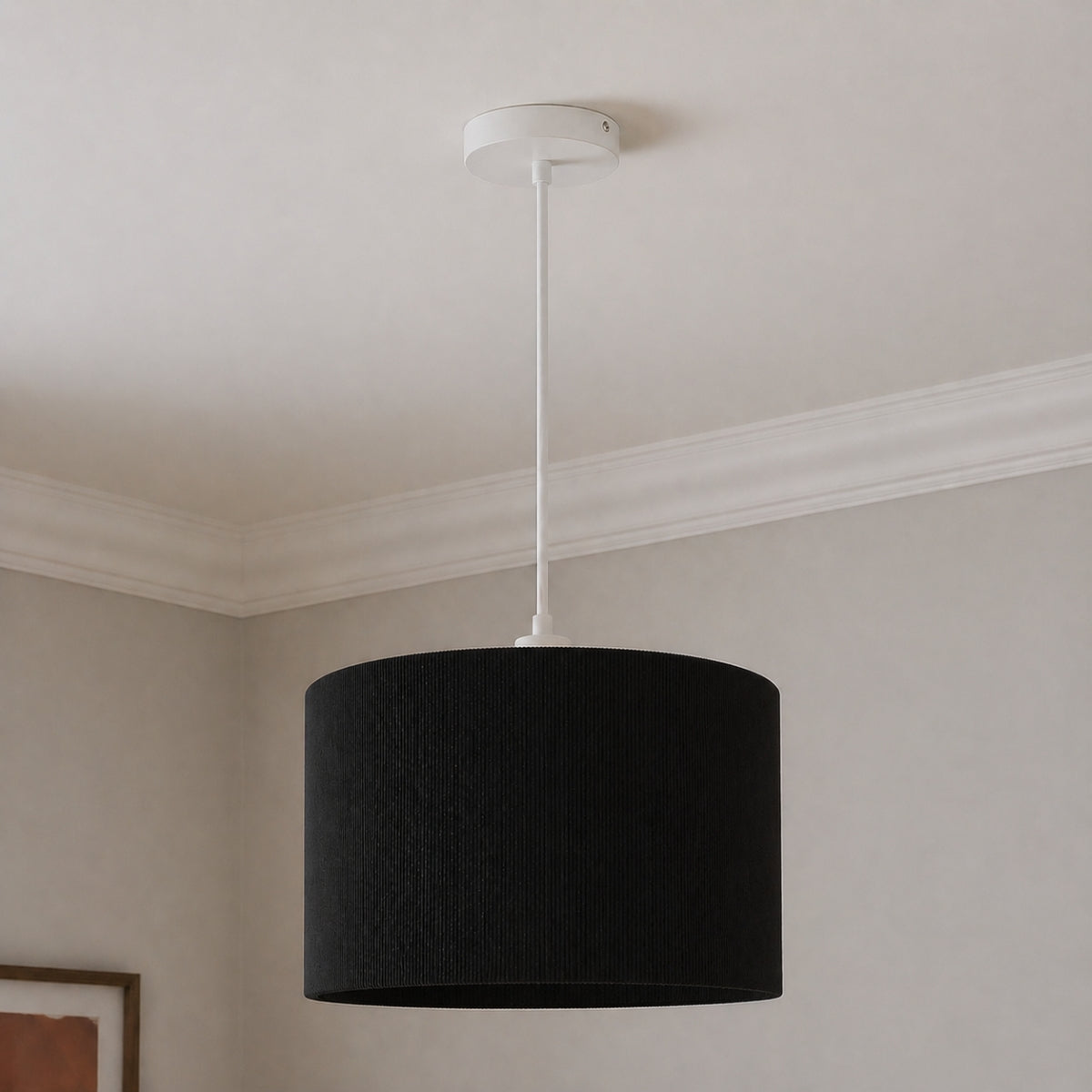 CGC LOLA Black Corduroy 30cm Lampshade Matching Silk Inner