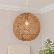 CGC ARIBA Brown 35cm Round Globe Rattan Weave Lampshade