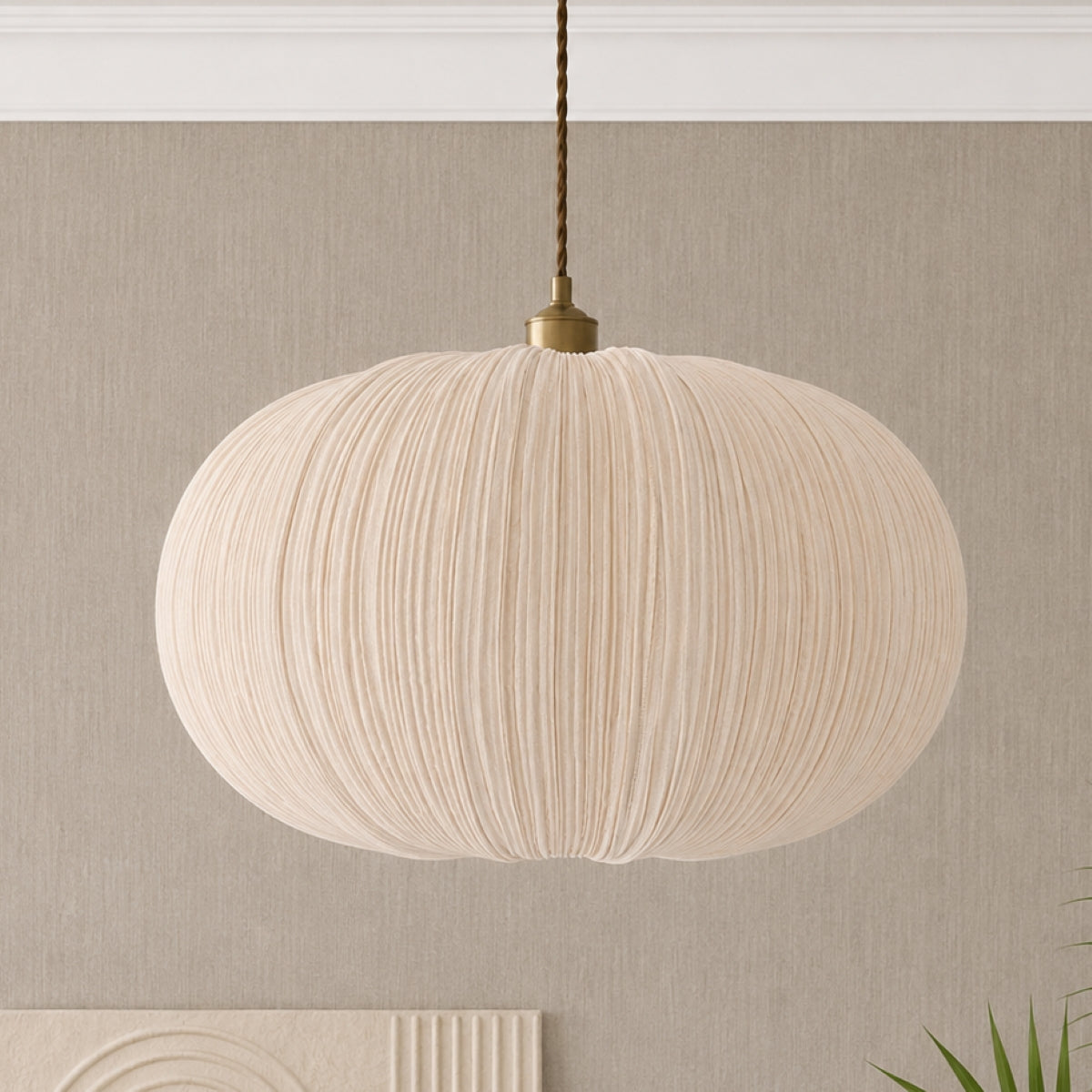 CGC Palmira Champagne Extra Large Oval Stretch Ruffled Silk Fabric Lampshade