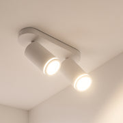 CGC SOLIS White Double GU10 Ceiling Spotlight with Halo Ring Adjustable Twin Spot Bar