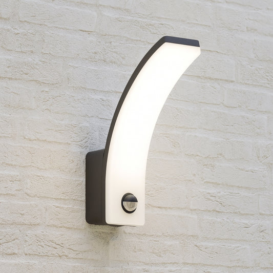 Curved wall light fixture on a textured wall