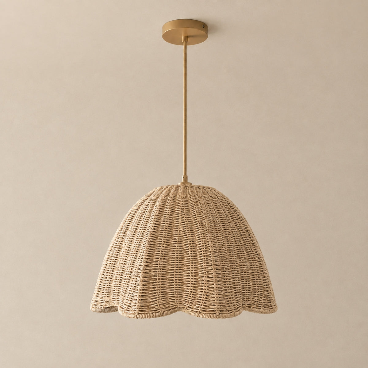 CGC Valeria 50cm Large Paper Rattan Scallop Dome Lampshade
