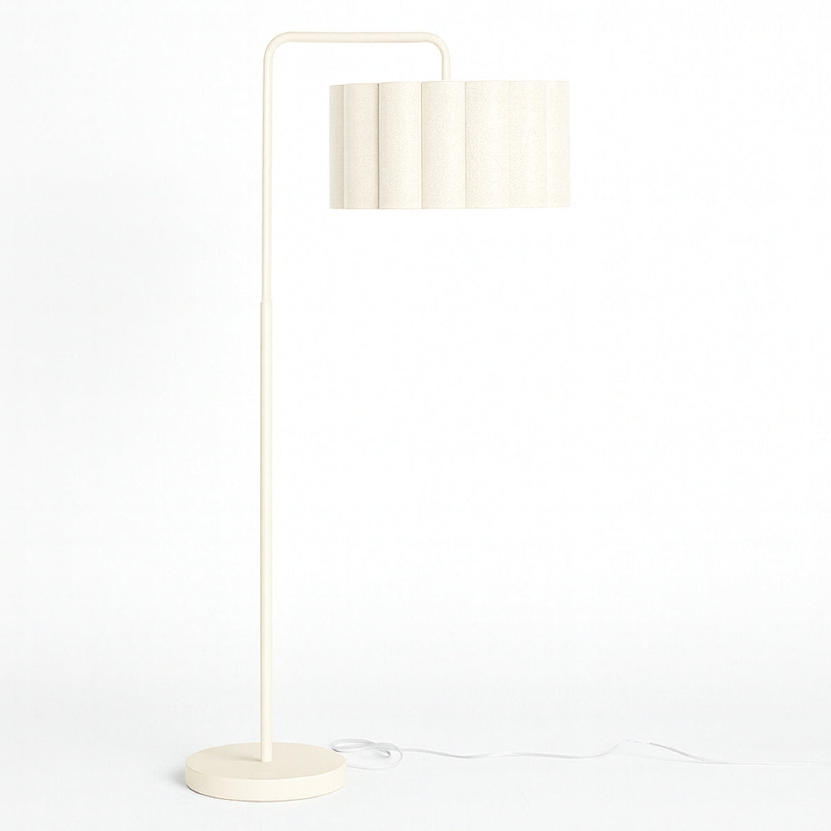 CGC Kyra Cream Angled Floor Lamp with Large Scalloped Lampshade