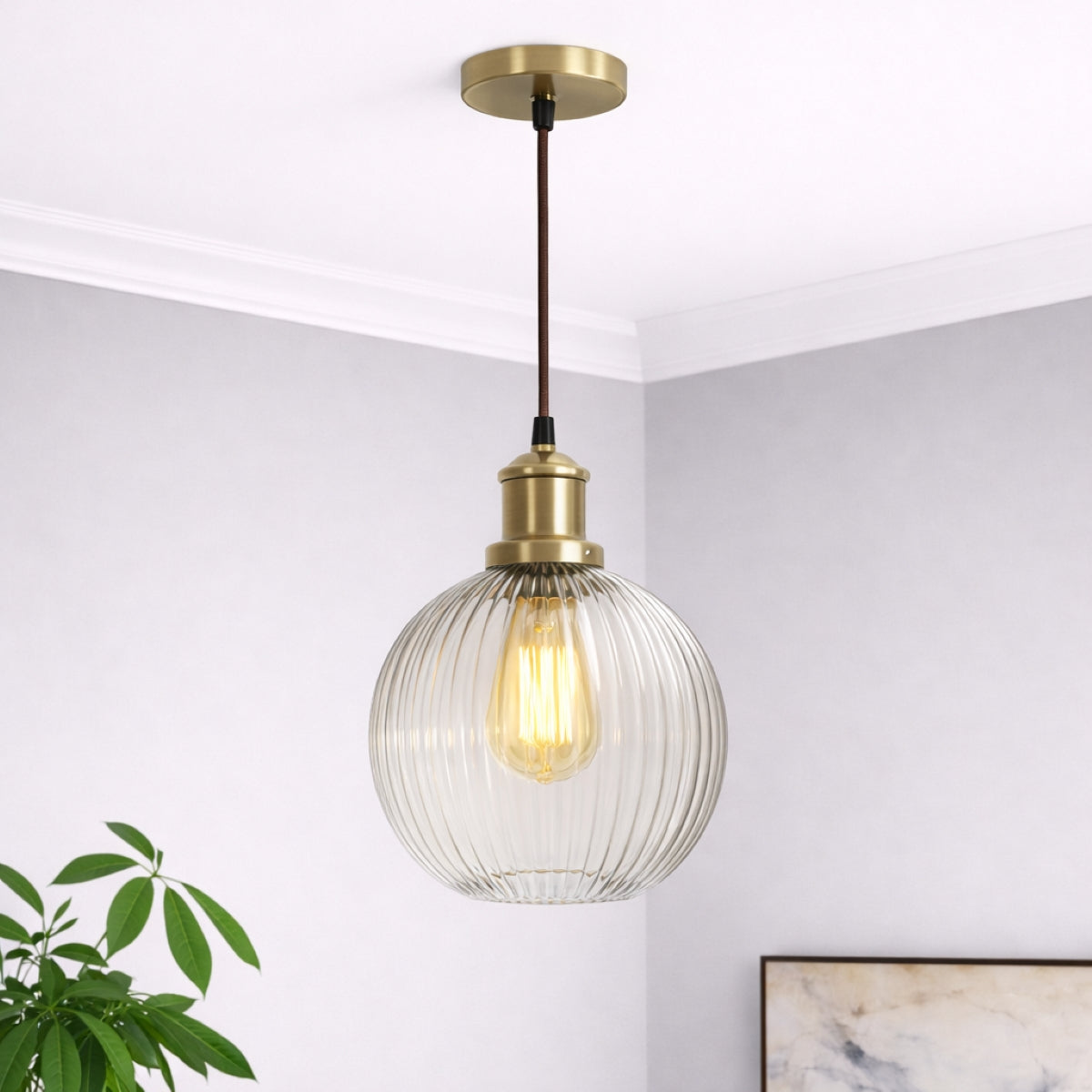 CGC EVA Ribbed Glass Globe Lampshade