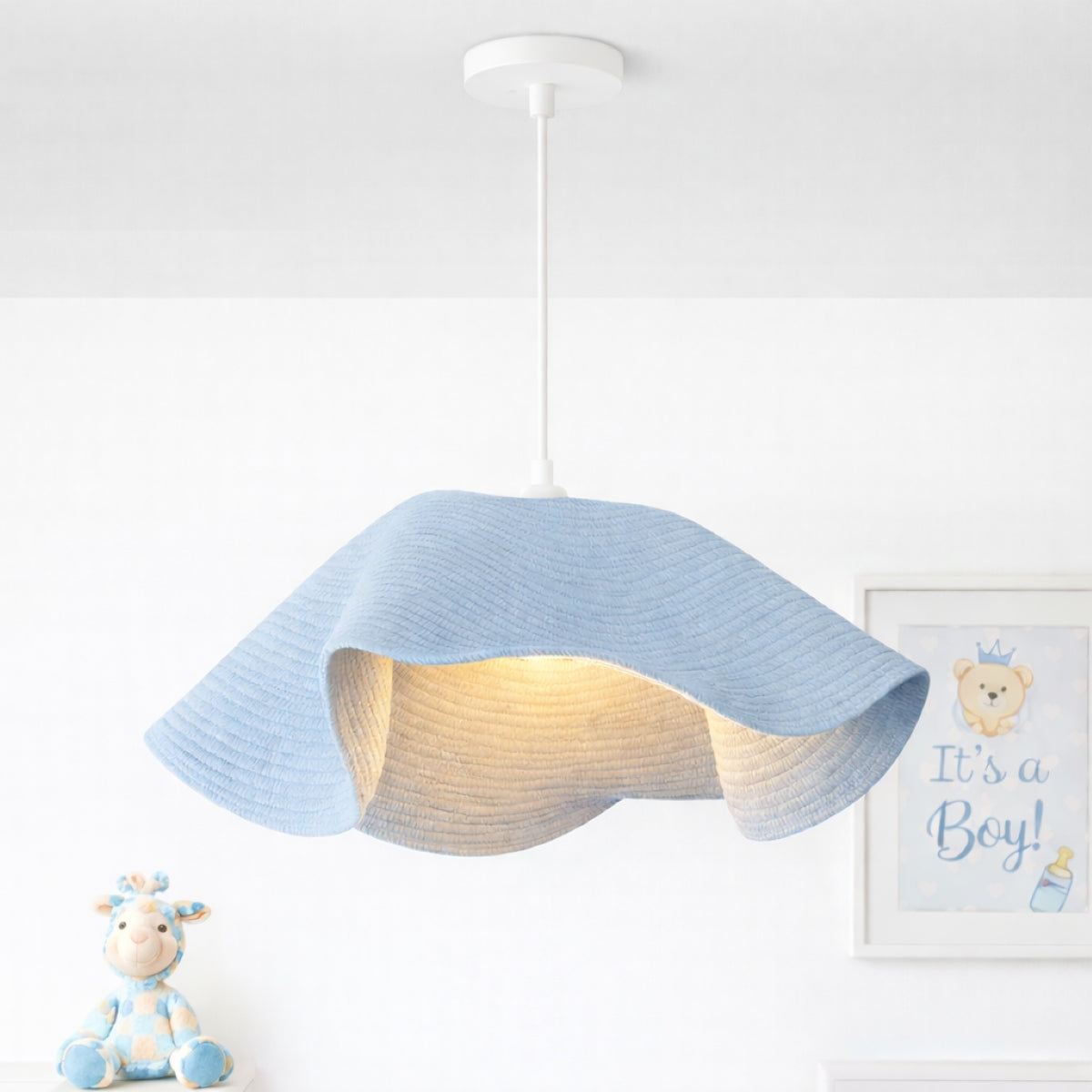 CGC Flora 64cm Baby Blue Floppy Fabric Lampshade