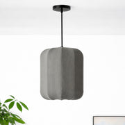 CGC LILA Grey Cylinder Ribbed Stretch Cotton Fabric Lampshade