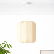 CGC LILA Cream Cylinder Ribbed Stretch Cotton Fabric Lampshade