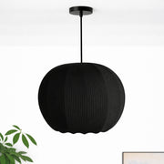 CGC LILA Black Rounded Ribbed Stretch Cotton Fabric Lampshade