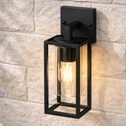CGC CHLOE Down Black E27 Outdoor Wall Light Lantern Clear Diffuser IP54 Down